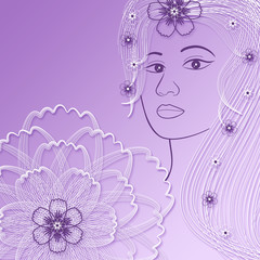 Beautiful woman's face  with flowers