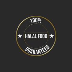 Halal Sticker Label. Isolated on Black Background.