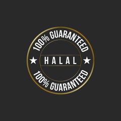 Fototapeta na wymiar Halal Sticker Label. Isolated on Black Background.