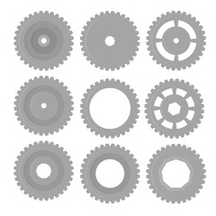 Set of different flat gears.
