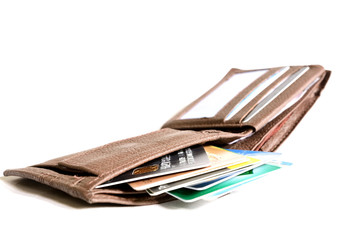 wallet of money on isolated white background