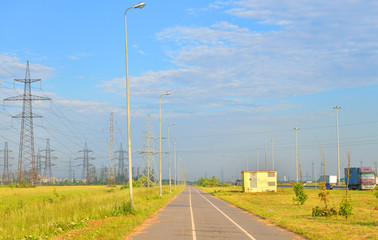 Bike path at summer sunny day.