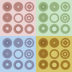 Background colorful  different flat gears.
