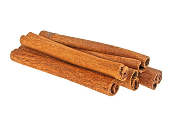 Cinnamon sticks on a white background