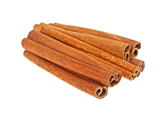 Cinnamon sticks on a white background