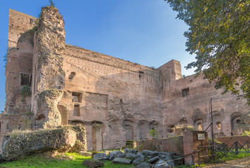 Rome, Italy. Ruins of the Caligula Palace at the Roman Forum