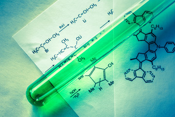 Chemical tube with reaction formula