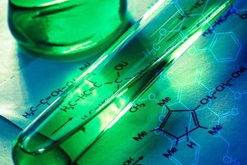 Chemical tube with reaction formula