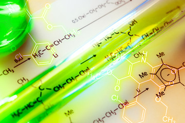 Chemical tube with reaction formula