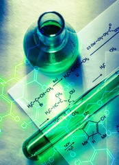 Chemical tube with reaction formula