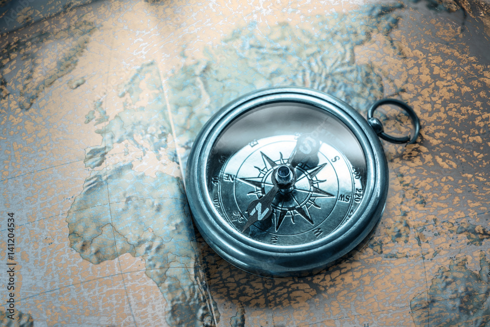 Canvas Prints compass on map background