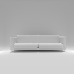 White sofa on empty grey wall background,3D rendering