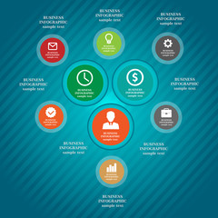 Business infographic elements, pie chart, business steps, flat design