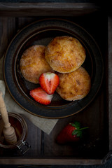 Curd cheese croissants with berries