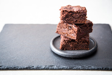 Homemade Delicious Chocolate Brownies. closeup chocolate cake