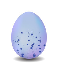 3d isolated vector realistic blue thrush's egg with spots on white background