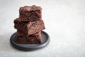 Homemade Delicious Chocolate Brownies. closeup chocolate cake