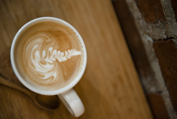 Top view of cup art coffee. 