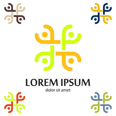 Abstract human lowercase flat logo design template. Colorful media icon. Vision Logotype concept idea.