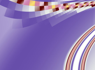 Purple abstract fractal background with curves and pixels