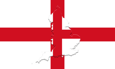 Flag of England With Map On It 3D illustration