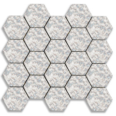 Hexagon marble tile, Isolated on a white background, Abstract and digitally generated image create distressed effect, Overlay distress grain graphic design. 