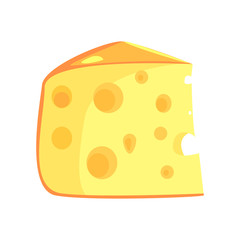 Piece Of Swiss Cheese, Food Item Rich In Proteins, Important Element Of The Healthy Balanced Diet Vector Illustration