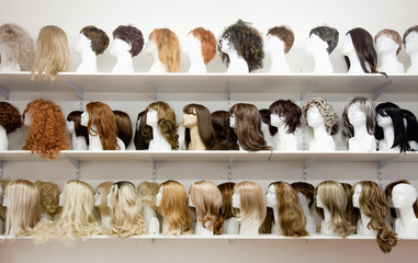 Row of Mannequin Heads with Wigs - 141207900