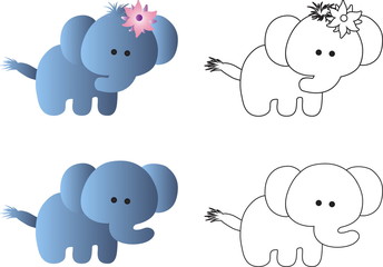 drawing of a cartoon cute toy baby elephant