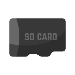 Black SD card device icon isolated on white