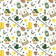 Vector illustration with gardening tools