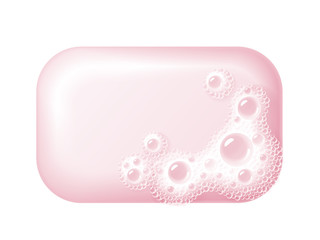 Bar of soap with foam isolated on white. Easy recolored vector