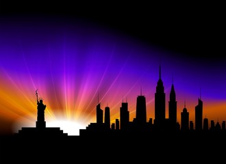background with silhouettes of buildings