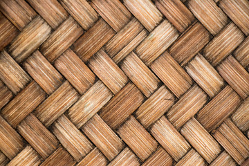Closed up of brown color wooden weave texture background