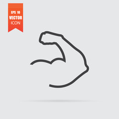 Muscle icon in flat style isolated on grey background.