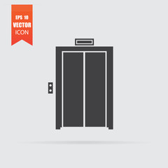 Elevator icon in flat style isolated on grey background.