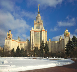 Main building of the Lomonosov Moscow State University. MGU. Moscow, Russia