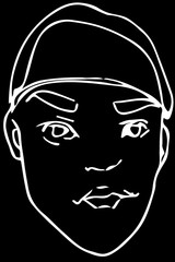 vector sketch of a young man in a beret