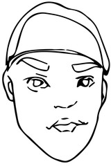 vector sketch of a young man in a beret