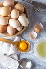 Eggs Kitchen tools rusty vintage background

