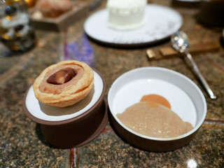 Chestnut tart and Turkish coffee ice cream