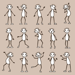 stick figures cartoon vector set