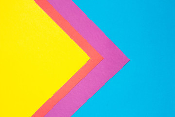 Composition with blue, purple, red and yellow sheets triangle