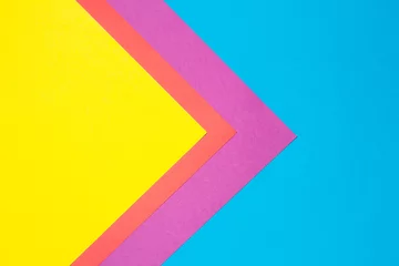 Poster Pop Art Composition with blue, purple, red and yellow sheets triangle