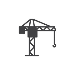 Fototapeta na wymiar Tower crane icon vector, filled flat sign, solid pictogram isolated on white. Symbol, logo illustration. Pixel perfect