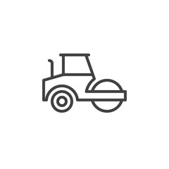 Road roller, steamroller line icon, outline vector sign, linear style pictogram isolated on white. Symbol, logo illustration. Editable stroke. Pixel perfect