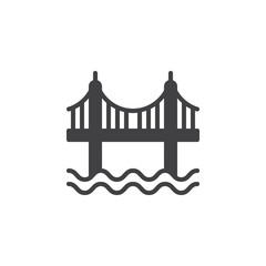 Suspension bridge icon vector, filled flat sign, solid pictogram isolated on white. Symbol, logo illustration. Pixel perfect