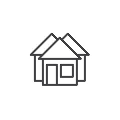 Real estate, houses line icon, outline vector sign, linear style pictogram isolated on white. Symbol, logo illustration. Editable stroke. Pixel perfect