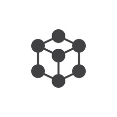 Molecule cube icon vector, filled flat sign, solid pictogram isolated on white. Symbol, logo illustration. Pixel perfect