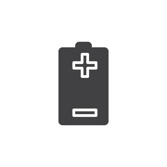 Battery plus minus icon vector, filled flat sign, solid pictogram isolated on white. Symbol, logo illustration. Pixel perfect